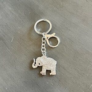 Silver Clear Rhinestone Elephant Keychain Key Ring Bag Charm Alabama Roll Tide